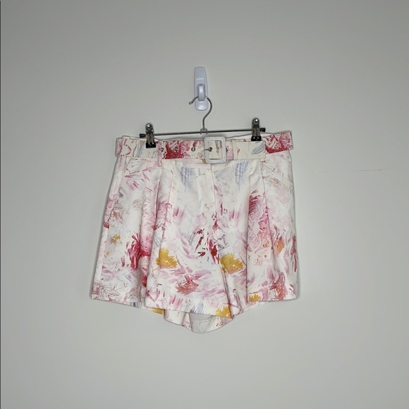 NWT BCBGMaxAzria Women's Abstract Print Shorts - Pink, Yellow, White - Picture 5 of 6